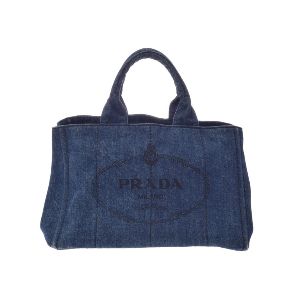 Prada Strap Tote Canapa Blue Denim - Picture 2 of 11